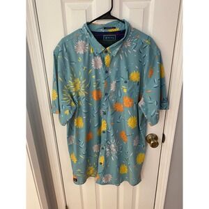 William Murray Golf Shirt Men's XXL Blue Floral Short Sleeve Button Down